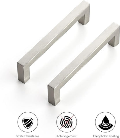 Ravinte 50 Pack Cabinet Handles Square Cabinets Cupboard Hanldes Brushed Nickel Drawer Pulls Stainless Steel Kitchen Cabinet Pulls Cabinet Hardware Drawer Handles 5 inch Hole Center
