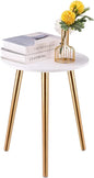 Apicizon Round Side Table, Gold Nightstand End Table for Living Room, Bedroom Home Decor Bedside Table with Gold Wood Legs 16.5 Inches
