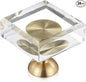 24-Pack 1-1/4-Inch White Cabinet Glass Crystal knobs Brass Drawer Round Knobs Dresser Pulls, Gold Hardware Kitchen Closet knobs for Bifold Doors