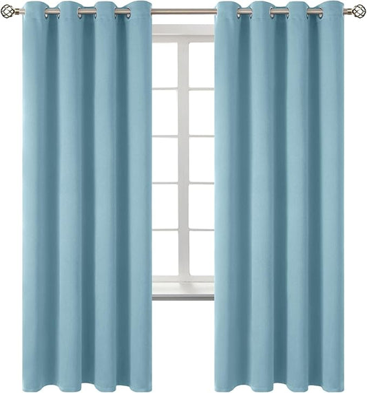 BGment Room Darkening Curtains 72 Inches Long - Grommet Thermal Insulated Drapes Window Treatment Curtains for Bedroom, 2 Panels, 52 x 72 Inch, Greyish Blue