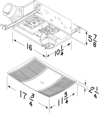 Broan-NuTone Non-Lit PowerHeat Bathroom Exhaust Fan and Heater, 110 CFM, 2.0 Sones, White