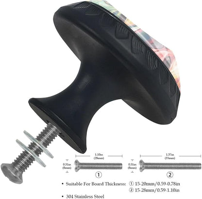 Race Cars with Colorful Racing Track Pattern Kitchen Cabinet Knobs, Decorative Dresser Knobs with Screws Pulls Handles Hardware Drawer Knobs for Home Furniture, 4 Pack