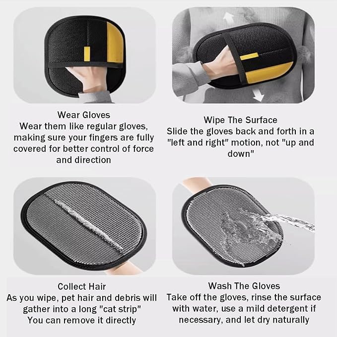 Morphcontainerpet Pet Hair Removal Gloves - Electrostatic Reusable for Cats & Dogs, Furniture, Carpet, Car Seats (1.2 oz) (2pcs)-Mewly Pet