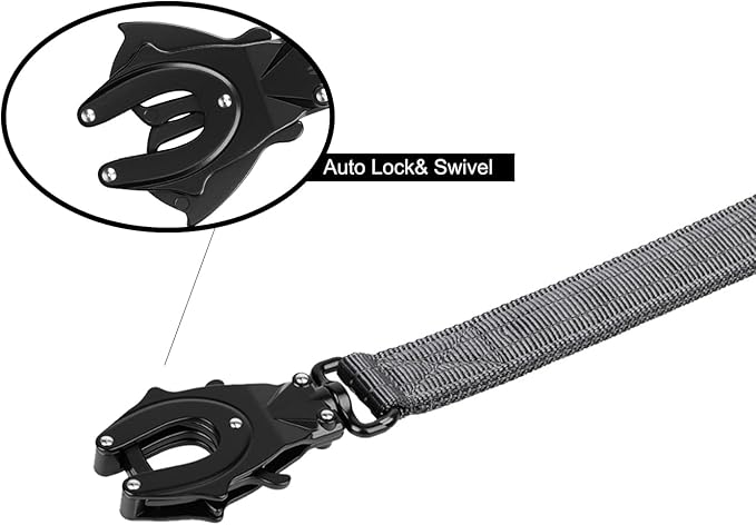 ICEFANG Tactical Dog Leash,K9 Training Walking Bungee Lead with 2 Control Handle,Heavy Duty Quick Release Metal Clasp,for Medium Large Breed (Reflective Grey, 6 FT)-Mewly Pet