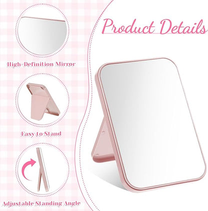 SHENLIU 12 Pack 8" Desktop Makeup Mirror, Portable Folding Vanity Mirror with Stand, 90° Adjustable High-Definition Glass 4 Colors for Travel Bathroom Women Beauty