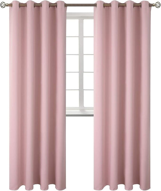 BGment Room Darkening Curtains 108 Inches Long - Grommet Thermal Insulated Drapes Window Treatment Curtains for Bedroom, 2 Panels, 52 x 108 Inch, Baby Pink