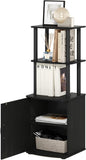 Furinno Turn-N-Tube Tall TV Entertainment Side Table Display Rack with Storage Cabinet, 2-Tier, Blackwood/Black