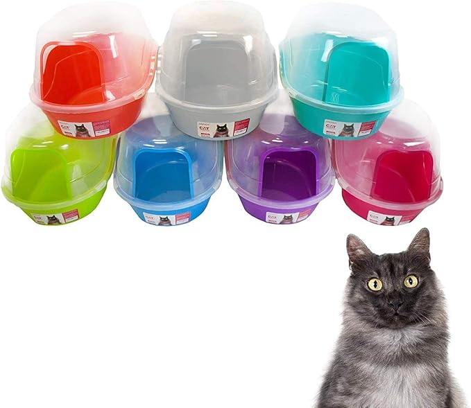 Petphabet Jumbo Hooded Cat Litter Box, Extra Large Gray-Mewly Pet