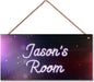 Personalized Outer Space Sign Universe Themed For Kids Room Nursery Baby Playroom Door Art Décor For Little Man Cave,Custom Name Stars Wall Decor Decorative Plate for Boys Room Girls Bedroom