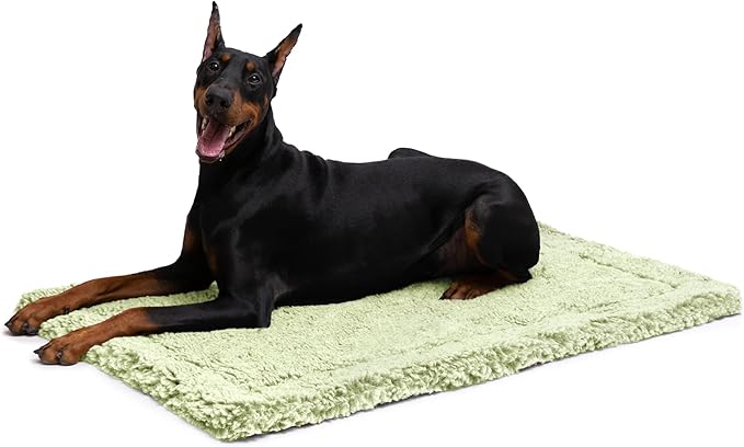 Stoutwool Indestructible Dog Bed - Fluffy Chew Proof Dog Crate Pad - Tough Kennel Pad for Aggressive Chewers - Washable, Ideal for Large Breeds & Fits 42-Inch Crate - 41"x27", Gleam-Mewly Pet