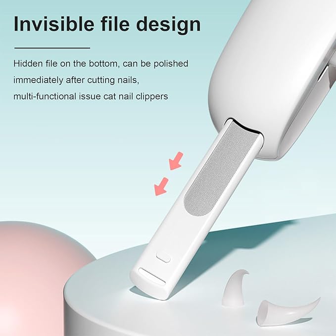 Pett Nail Clipper for Cats - Gentle Round-Hole Trimmer with Dust Storage | Adjustable Size & Hidden Nail File | Pet Grooming Tool for Safe & Loving Care (Pink)-Mewly Pet