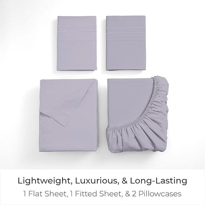 Mellanni Queen Sheets Set - 4 PC Iconic Collection Bedding - Hotel Luxury, Extra Soft, Cooling Bed Sheets - Wrinkle, Fade, Stain Resistant (Queen, Lavender)
