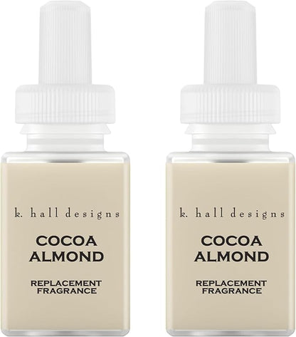 Pura & K. Hall Designs Home Scent Refill - Smart Home Air Diffuser - Up to 120-Hours of Premium Fragrance per Refill - Household Essential - Clean Diffuser Fragrance - 2 Pack, Cocoa Almond