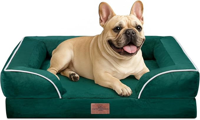 Comfort Expression Small Dog Beds Waterproof Orthopedic Foam Dog Sofa Beds for Medium Dogs Comfy Pet Bed with Washable Removable Cover & Non-Slip Bottom(Small,Emerald)-Mewly Pet