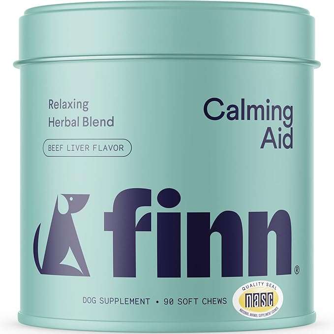 Finn Calming Aid for Dogs - Natural Calming Chews with Melatonin to Support Stress, Separation & Sleep - 90 Soft Chews-Mewly Pet