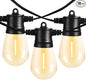 Banord 51FT Outdoor String Lights, Waterproof Patio Lights with 18 Shatterproof LED Bulb Hanging Light String, Black String Light Outdoor for Backyard, Garden, Porch, Cafe, Deck, Wedding, Party