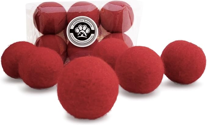 Wool Cat Toys - Felt Cat Toy Balls for Small Pet Fetch and Play - Eco Friendly Quiet Wool Ball Cat Toy for Cats and Kittens - Choose Your Colors (Red)-Mewly Pet