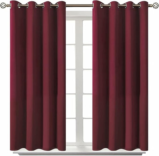 BGment Blackout Curtains for Bedroom - Grommet Thermal Insulated Room Darkening Curtains for Living Room, Set of 2 Panels (52 x 45 Inch, Burgundy)