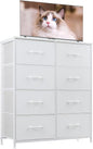 OLIXIS Dresser for Bedroom, Drawer Dresser Organizer Storage Fabric Storage Tower, Chest of Drawers with 8 Easy Pull Fabric Bins, Steel Frame, Wood Top for Living Room, Closet, Entryway, Hallway