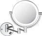 KIBI Circular Wall Mount Makeup Mirror with LED Lights, Dual-Sided 1x/5x Magnifying Mirror with Adjustable Arm, 360° Swivel, Solid Brass Construction for Durability and Style (Chrome, KMM101)