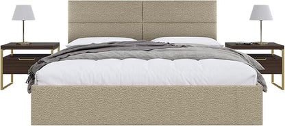 Vänt Upholstered Wall Panels - King/Cal King Size Wall Mounted Headboards - Boucle Beige - Twin/King - Set of 4 Panels (Each Individual Panel 39"x11.5")