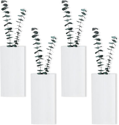 Wood Wall Planters 4 Pack Wood Wall Decor for Dried Flowers and Artificial Greenery Plants - Pocket Wall Vases Hanging Planters for Living Room, Bedroom, Home Decor - White