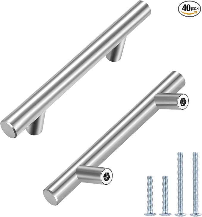 HBL' 40 Pack | 3 Inch Center to Center Brushed Nickel Cabinet Pulls Kitchen Cabinet Handles,Made of Stainless Steel,Ideal for Cabinet,Drawer,Cupboard and Wardrobe.