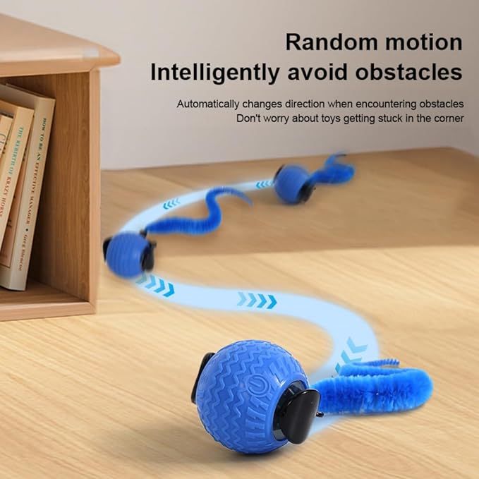 Interactive Cat Ball Cat Toys with 3 Model Smart Pet Toy Balls Rolling Ball with Tail for Bored Indoor Cats (Blue)-Mewly Pet