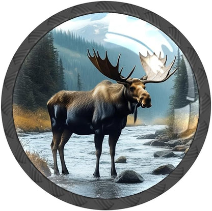4 Pack Drawer Knobs Pulls Moose River Crystal Glass Round Knobs Pulls Handles for Cabinets Dressers Kitchen Bathroom - Cupboards Wardrobes Hardware Furniture Knobs