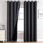 ChrisDowa 100% Blackout Curtains for Bedroom with Black Liner, 2 Thick Layers Total Blackout Thermal Insulated Grommet Window Curtains 72 Inch Length 2 Panels Set (Dark Grey, 52 x 72 Inch)