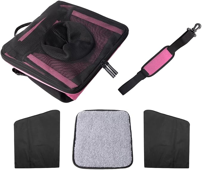 Pet Carrier Bicycle Basket Bag Pet Carrier/Booster Backpack for Dogs and Cats with Big Side Pockets,Comfy & Padded Shoulder Strap,Travel with Your Pet Safety（Pink Carnation）-Mewly Pet