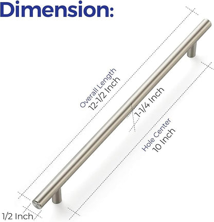 Ravinte 12-1/2 Inch Cabinet Handles Brushed Nickel Stainless Steel Kitchen Cupboard Hardware Cabinet Handles 10" Hole Center 4 Pack