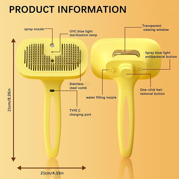 Pet Steam Brush Dog Four in One Multi-Purpose Cat Steam Brush Has Self-Cleaning Function Anti Static Massage Cleaning and Shedding Innovative Spray Function is Ideal for Cats and Dogs-Mewly Pet