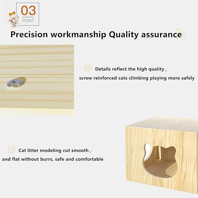 Cat Wall Shelves and Furniture Set with Condos, Perches, Bridge Ladders, Sisal Scratching Posts - Steps and Houses for Cats (C)-Mewly Pet