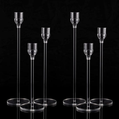 Vincidern 6PCs Acrylic Candle Holders Centerpieces for Table, Taper Candle Holder for Wedding Decor, Dining Room, Halloween, Christmas Decorative Candlestick Holder, Taper Candle Holder Set