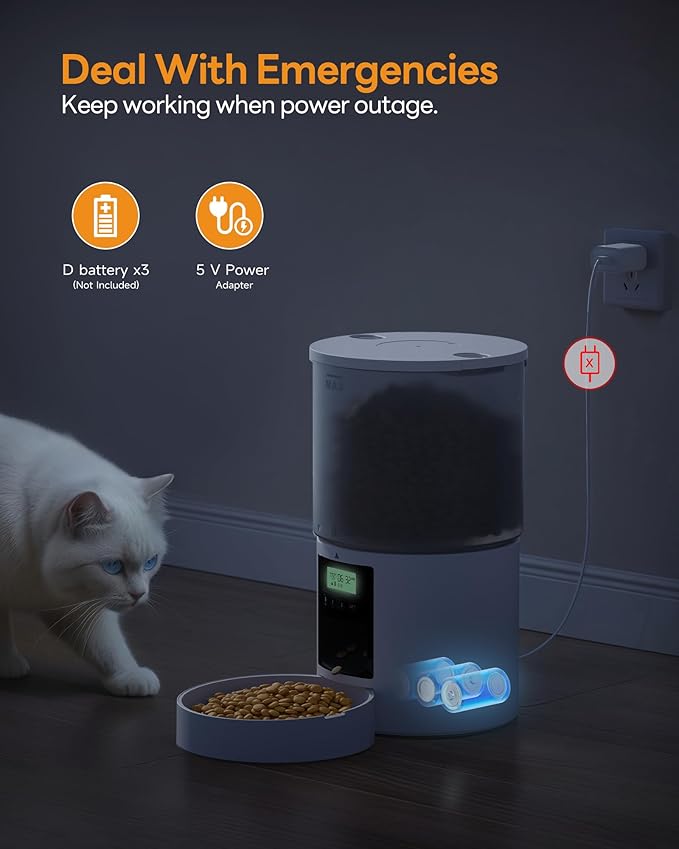 Automatic Cat Feeder Food Dispenser: 6L Timed Small Dog Dry Food Dispenser with 10s Voice - Distributeur Nourriture Chat Hund Programmable - Auto Pet Feeder with 1-6 Meals White-Mewly Pet