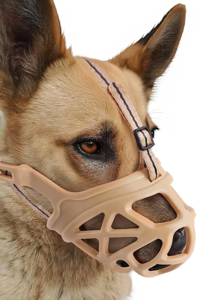 Mayerzon Dog Muzzle, Breathable Basket Muzzles for Small, Medium, Large and X-Large Aggressive Dogs Beagle German Shepherd Doberman, Cage Mouth Guard Stop Biting Chewing for Grooming Training-Mewly Pet