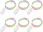 Fairy Lights CR2032 Battery Operated,6.6Ft/2Meter 20 LEDs Micro Silver Wire String Lights for Bedroom Christmas Party Wedding Decoration (Multi-Colour, 6 Pack)