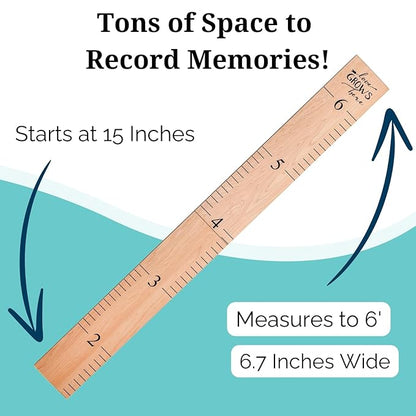 Headwaters Studio Wooden Growth Chart – Kids Height Chart, Wall Measurement for Kids, Height Chart for Wall, Growth Ruler for Children – Natural with Black Numerals - “Love Grows Here” (63" x 6.7")