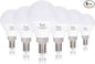 Simba Lighting LED Candelabra E12 Base G14 Small Globe 5W 40W Replacement Light Bulb (6 Pack) for Ceiling Fan, Chandelier, Vanity, Round A15 Frosted White Cover, Non-Dimmable, 4000K Natural Light