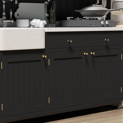 LONTAN 12 Pack Kitchen Cabinet Knobs Black and Gold Drawer Knobs for Dresser Bathroom T-bar Black Hardware for Cabinets, Zinc Alloy Base