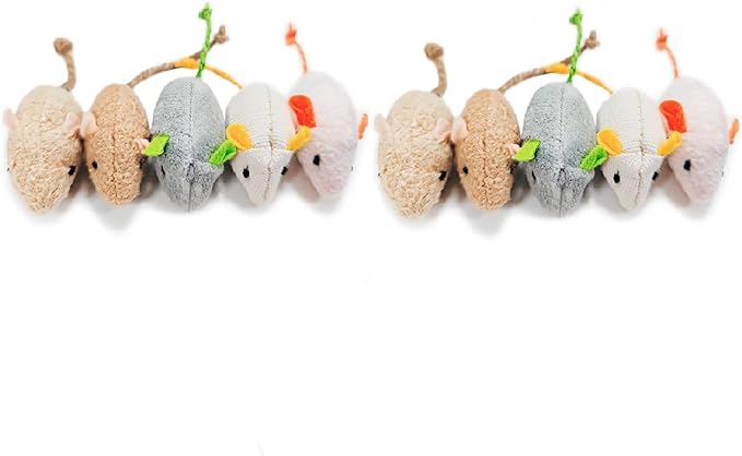 Shudyear cat Toys 5pcs Mouse Toys, Interactive Catnip Animal Toys for Indoor Kittens to Eliminate Boredom for Bored Indoor Cats (10pc)-Mewly Pet