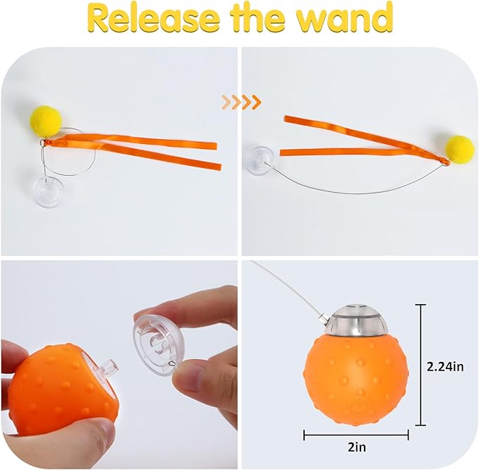 Interactive Cat Toys Balls, Automatic Moving Cat Toys for Indoor Cats, Self Rotating Ball with Motion Activated, Electric Cat Mouse Toys, USB Rechargeable-Mewly Pet