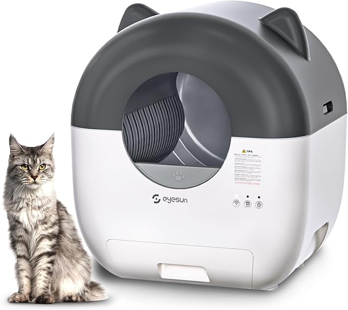 Self Cleaning Litter Box,76L Automatic Cat Litter Box Self Cleaning with APP Control,Low Noise,Safety Protection,Roll Garbage Bags,Deodorizer and Cleaning Brush for Multiple Cats-Mewly Pet