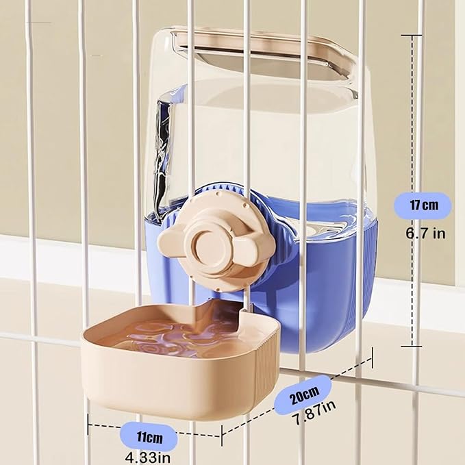 Pet Hanging Automatic Feeders Drinking Bowls，Gravity Rabbit Feeder and Water Set，Cage Cat Food Bowl Feeding Station for Puppy Kitten Chinchilla Hedgehog Guinea Pig Ferret (Pink Blue-Water)-Mewly Pet