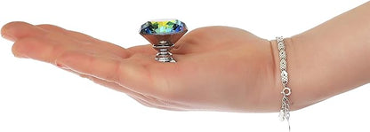 DEELF 12 Packs Kitchen Cabinet Knobs, 30 mm Crystal Cabinet Knobs, Diamond Dresser Handle Drawer Pulls, Dresser Knobs for Cabinets and Drawers, Colorful