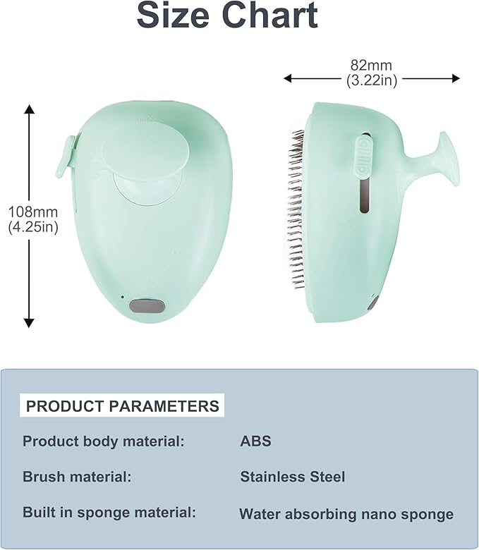 Cat Steam Brush for Shedding,Self Cleaning Cat Brush with Steam,Rechargeable Pet Steam Brush,Mist Brush Comb for Indoor Cats,Cat Hair Brush,Steamy Cat Brush for Short&Long Haired Pets.(Green)-Mewly Pet