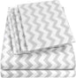 Twin Size Bed Sheets - 4 Piece 1500 Supreme Collection Fine Brushed Microfiber Deep Pocket Twin Sheet Set Bedding - 1 EXTRA PILLOW CASES, GREAT VALUE, Twin, Chevron Gray