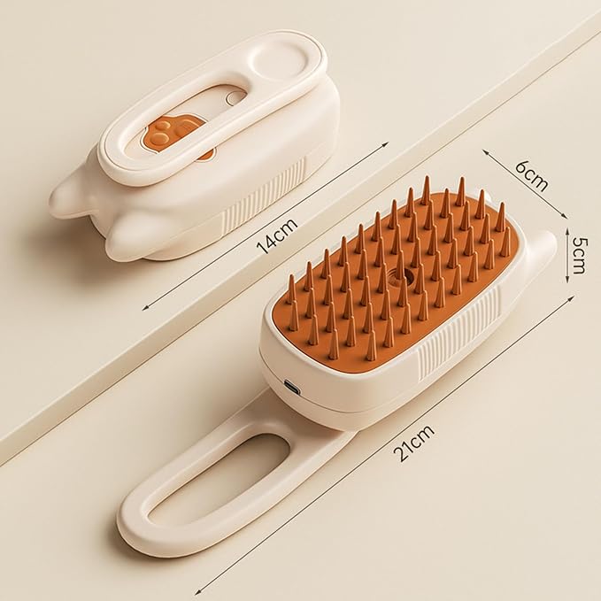 Pet Grooming Brushm,Cat Brush,3 In1 Spray Cat BrushSelf-Cleaning Wet Dog Comb with USB Rechargeable & Water Tank,Suitable for Dogs,Cats to Reduces Flying Hair (Apricot color)-Mewly Pet