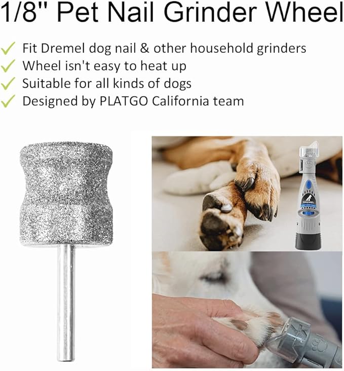 Diamond Dremel Dog Nail Grinder Bit, Dremel Nail Grinder for Pets, Faster Jumbo Dremel Diamond Bit for Dog Nails, 1/8'' Dremel Dog Nail Grinder Attachment, Dog Nail Grinder for Animals Nail Care-Mewly Pet